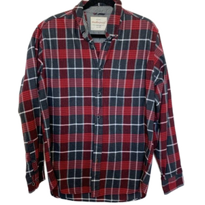 Mens plaid flannel shirt SZ L - Weatherproof Vintage 100% cotton mens shirt